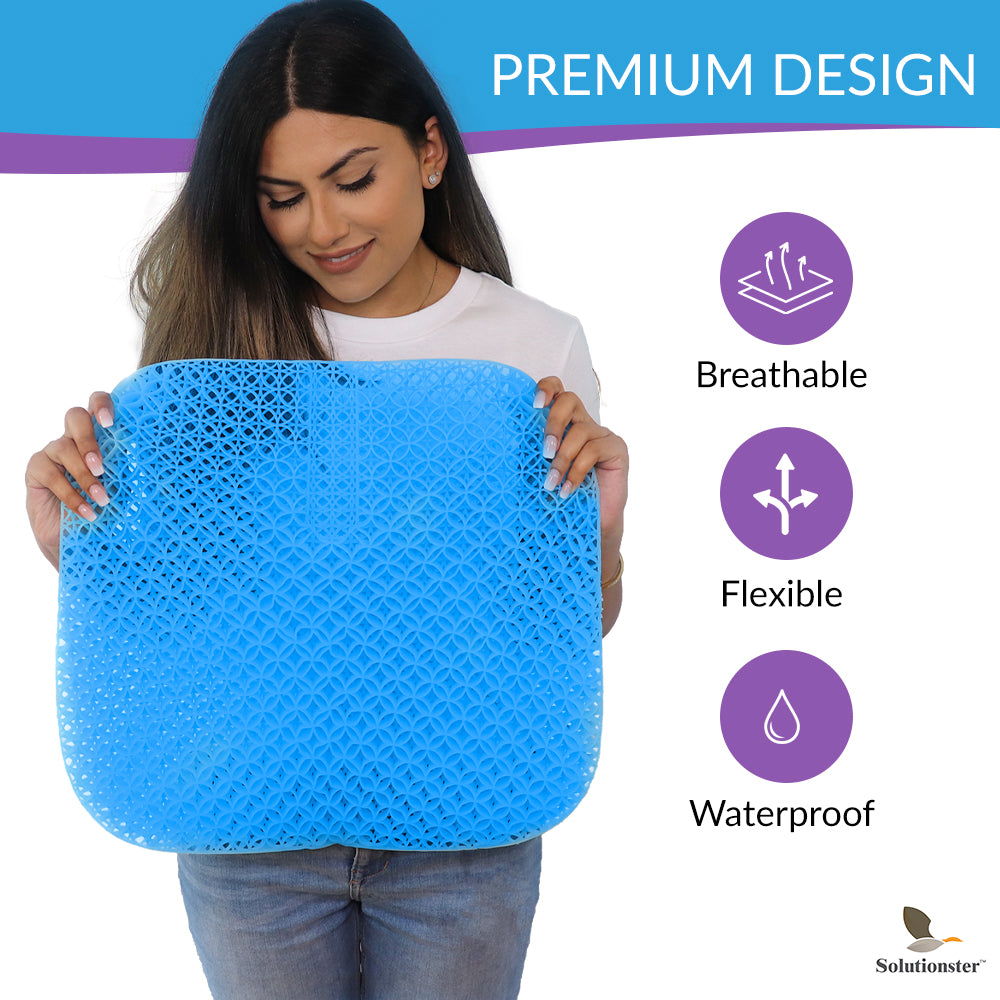 Gel Seat Cushion for Hip Pain, Long Sitting. Great for Pressure Relief –  Solutionster