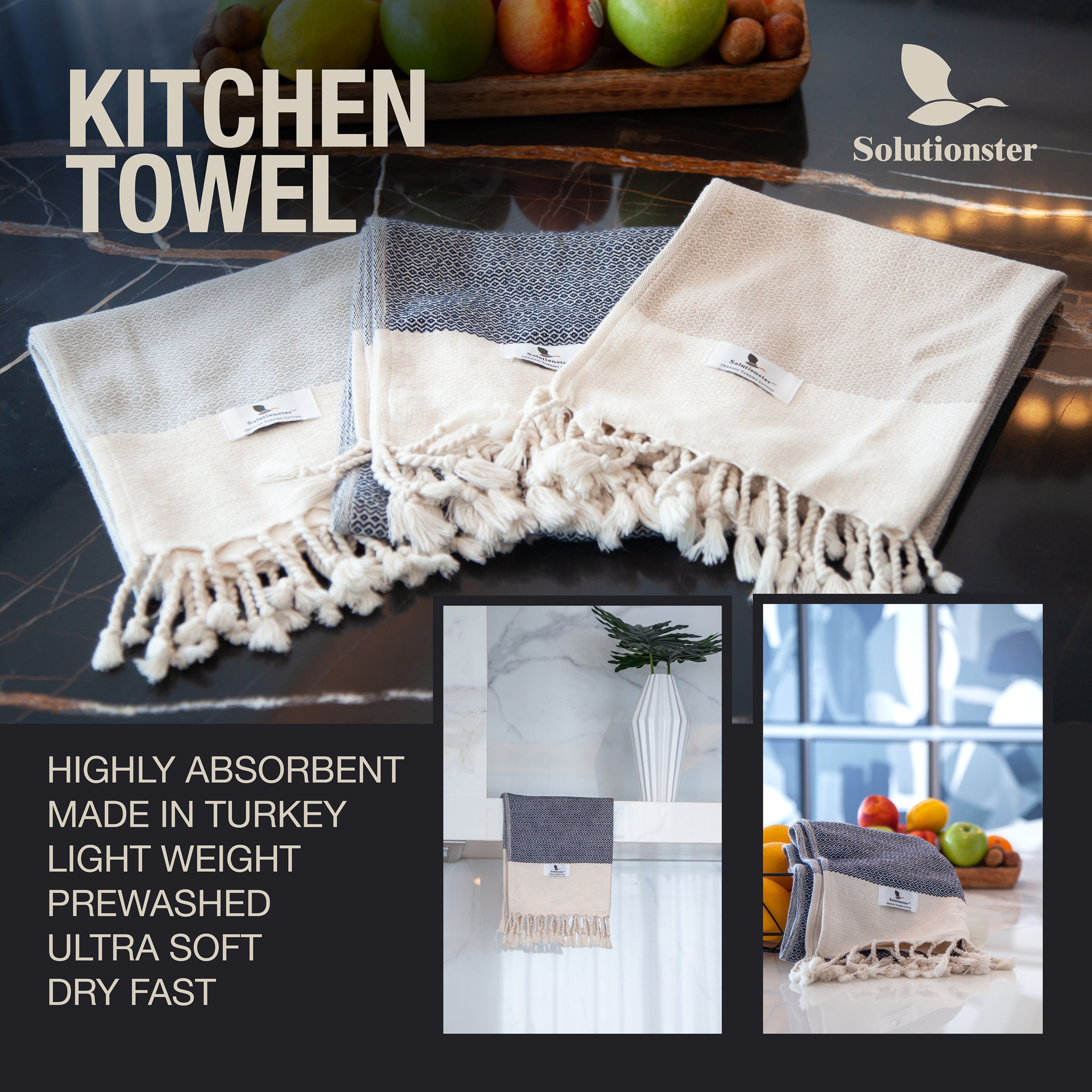 Cotton Turkish Hand Towels Set of 2- Diamond – Solutionster